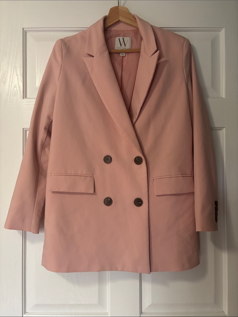 Worthington Blush Pink Double-Breasted Blazer